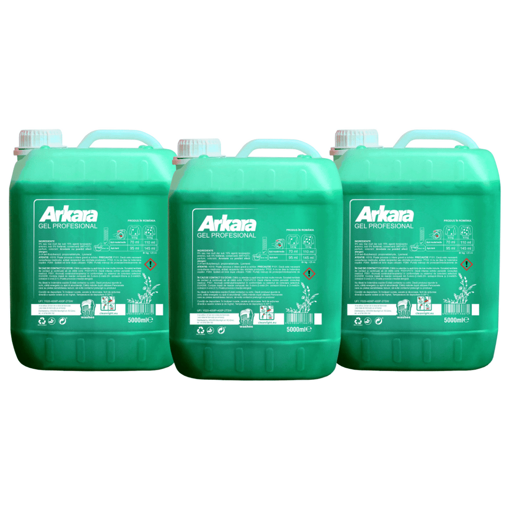 Pachetul cu 3x Detergent Arkara Gel Profesional Verde