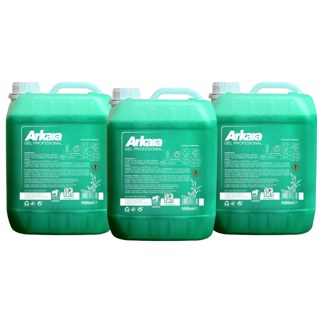 Pachetul cu 3x Detergent Arkara Gel Profesional Verde